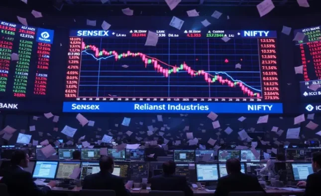 Sensex Nifty Fall as Reliance and ICICI Bank Drag Markets Today